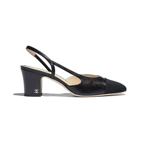 coco chanel slingback black|Chanel goatskin slingback.